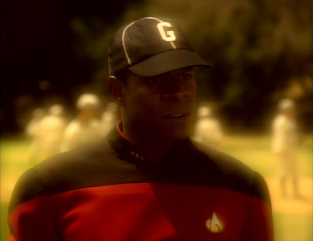 Sisko in the Wormhole, seen in a memory of him playing baseball.